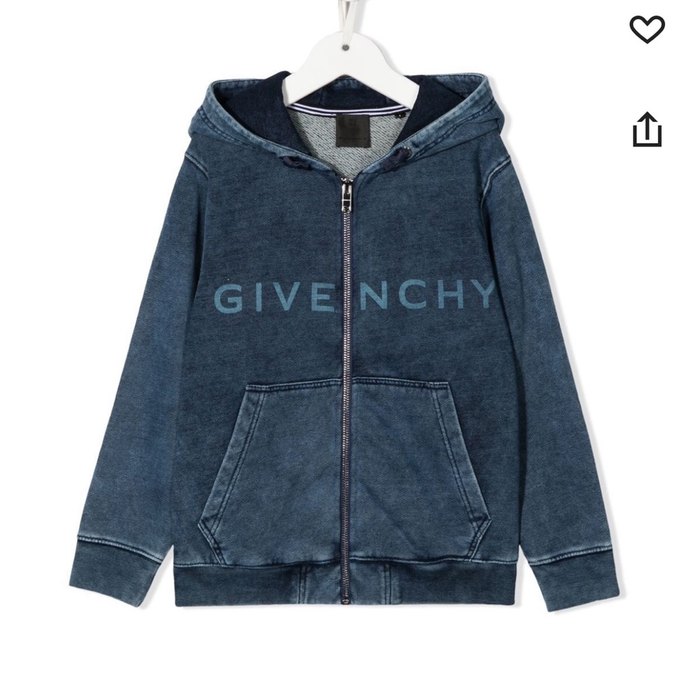 Givenchy Kids Denim Blue Zip Up Hoodie
